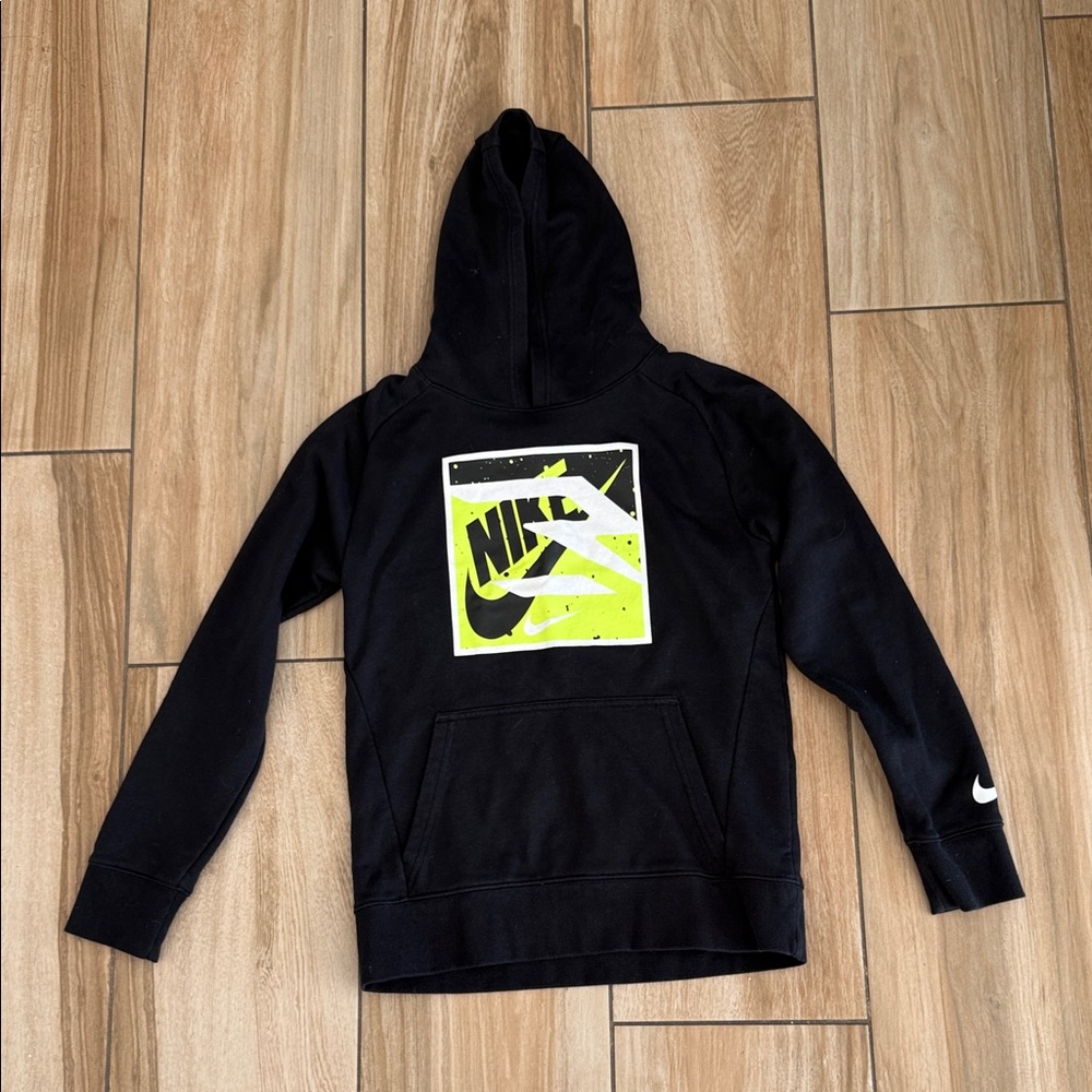 Nike Black and Neon Yellow Kids Hoodie